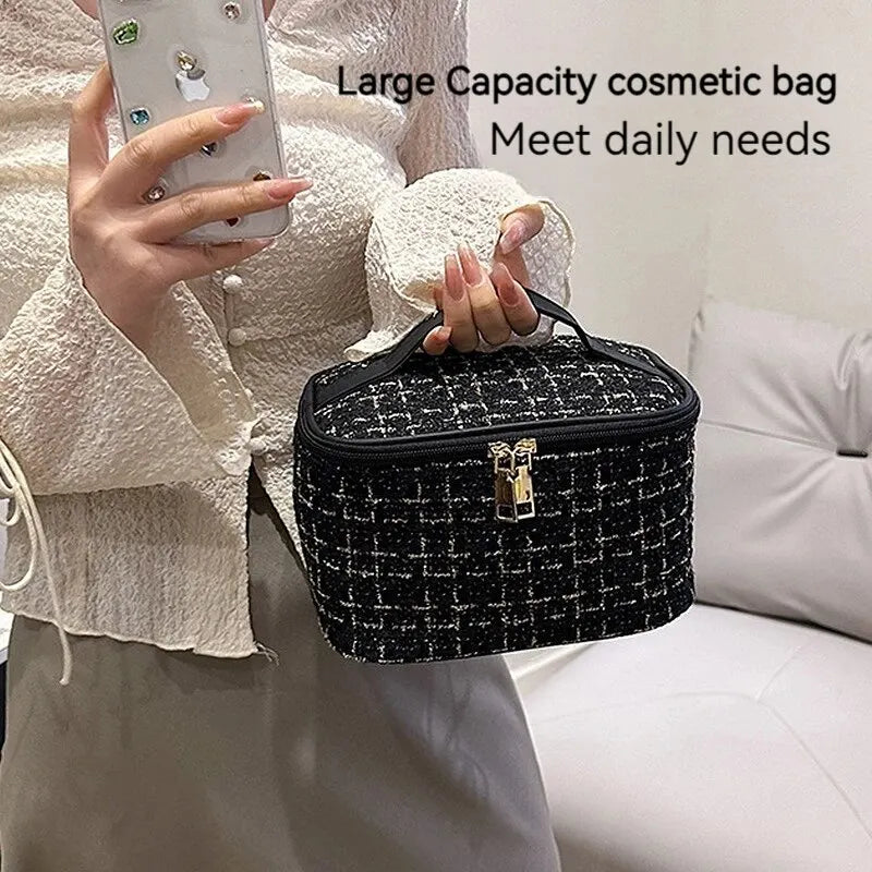 Fashion Cosmetic Bag Large Capacity Portable Handbag Woven Cosmetics Makeup Brush Storage Household Travel Wash Bag